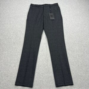 NEW 7 Diamonds Idris Dress Pant Mens 30 Carbon Plaid Tapered 4-Way Knit‎ Stretch